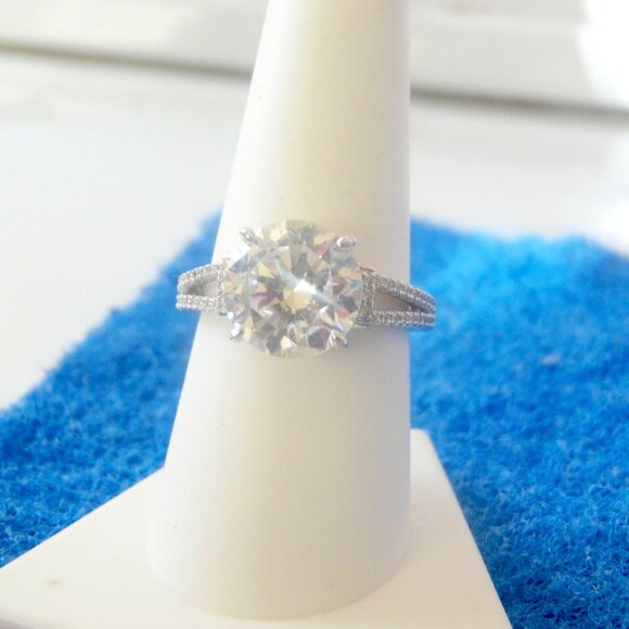 Radiance by Absolute Round Solitaire Simulated Diamond Ring Size 8. - Picture 3 of 5